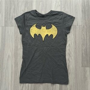DC Comics Gray and Yellow Batman Logo Short Sleeve Tee